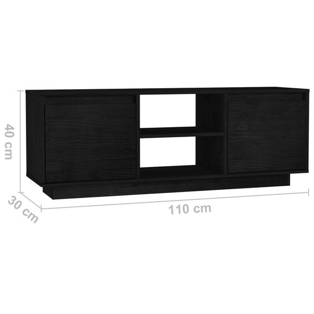 The Living Store tv-meubel - Hifi kast - 110 x 30 x 40 cm - Zwart - Massief grenenhout