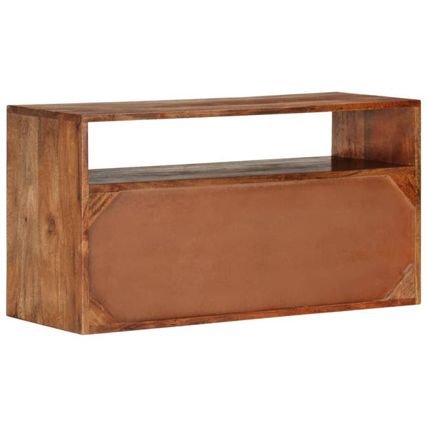 The Living Store TV-kast Massief Acaciahout - 80x30x42cm - 2 lades en 2 vakken