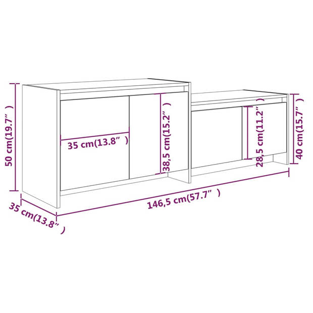 vidaXL Tv-meubel 146,5x35x50 cm spaanplaat sonoma eikenkleurig