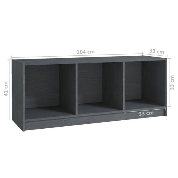 vidaXL Tv-meubel 104x33x41 cm massief grenenhout grijs