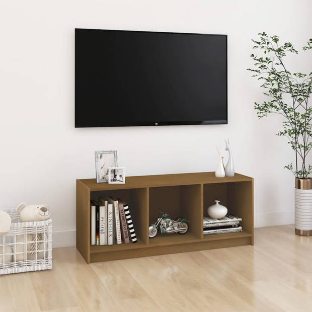 vidaXL Tv-meubel 104x33x41 cm massief grenenhout honingbruin