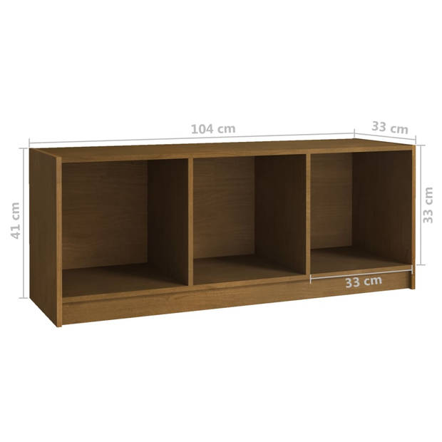 vidaXL Tv-meubel 104x33x41 cm massief grenenhout honingbruin