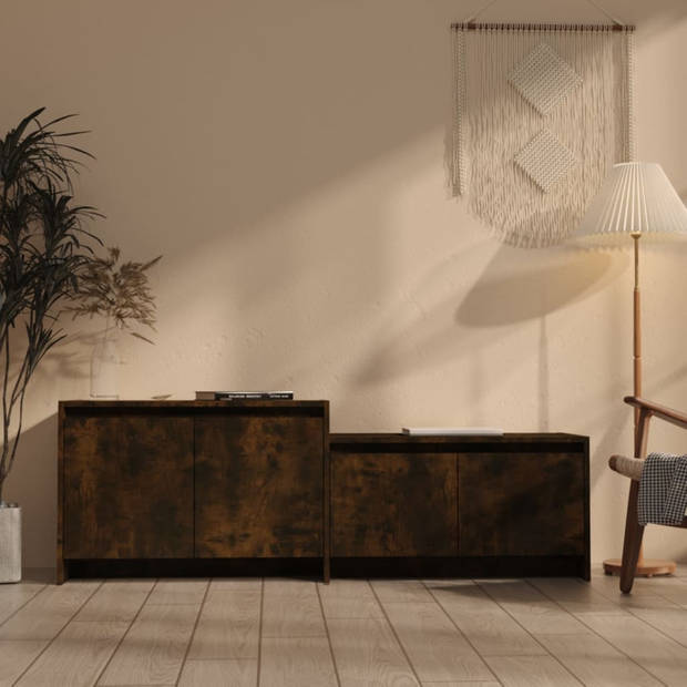 vidaXL Tv-meubel 146,5x35x50 cm bewerkt hout gerookt eikenkleurig