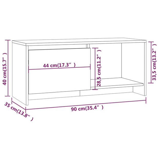 vidaXL Tv-meubel 90x35x40 cm bewerkt hout grijs sonoma eikenkleurig