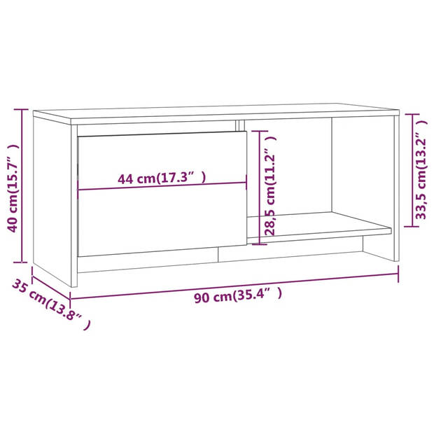 The Living Store TV-meubel Betongrijs 90x35x40 cm - opbergvak en schap