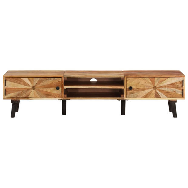 The Living Store TV-meubel Naturel Acaciahout - 145 x 35 x 35 cm - Massief hout - Opbergruimte