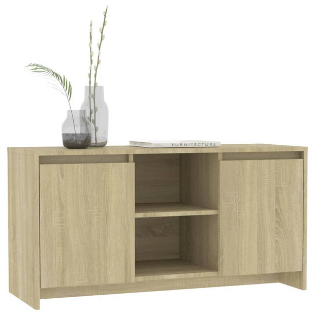 vidaXL Tv-meubel 102x37,5x52,5 cm bewerkt hout sonoma eikenkleurig