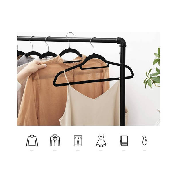 iBella Living kledinghangers kleerhangers zwart 50 stuks anti-slip