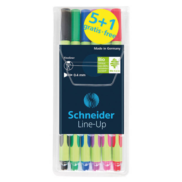 Schneider fineliner set Line-Up 0,4 mm 16 cm rubber 6 stuks