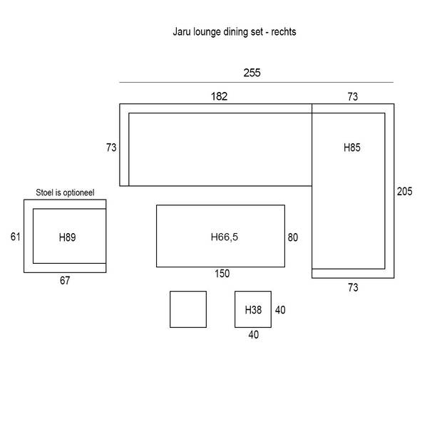 Garden Impressions Jaru lounge dining set rechts met extra luxe kussens