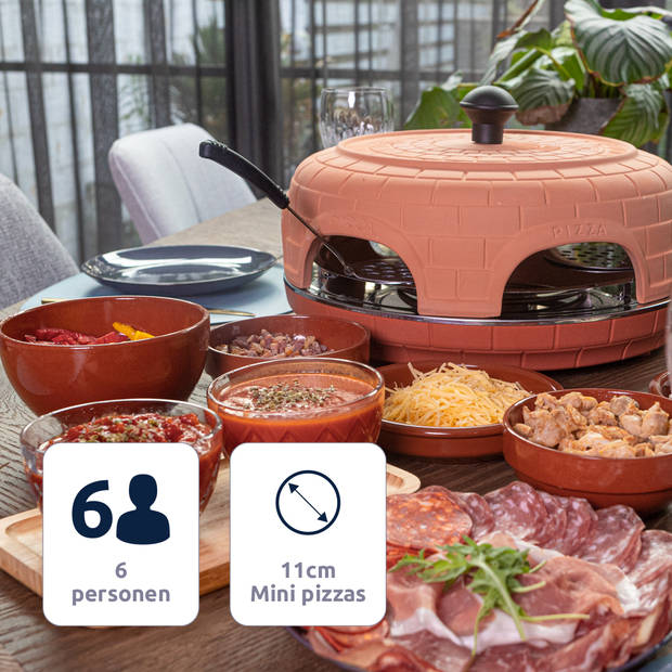 BluMill Pizza Oven – 6 Personen – 1100 Watt - Pizzamaker - Incl. deegvorm en spatels