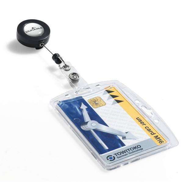Durable kaarthouder - 5,4 x 8,7 cm - Inclusief badge reel - 25 stuks
