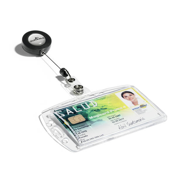 Durable kaarthouder - 5,4 x 8,7 cm - Inclusief badge reel - 25 stuks