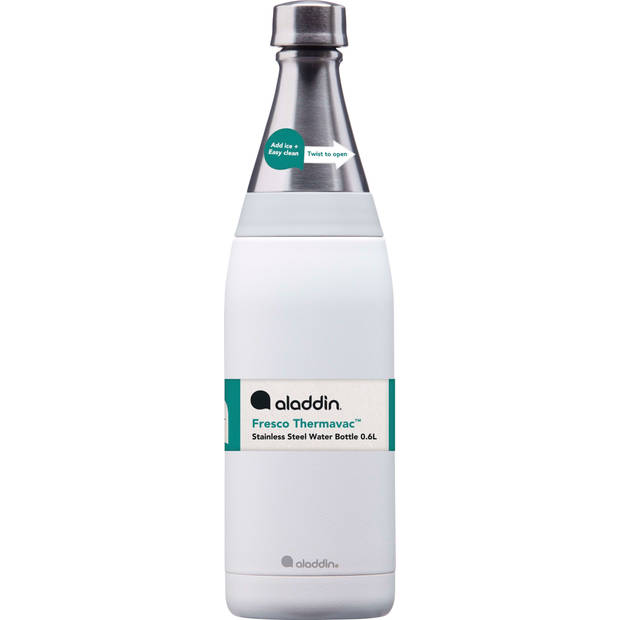 Aladdin - Fresco Thermavac Drinkfles 600 ml - Roestvast Staal - Wit