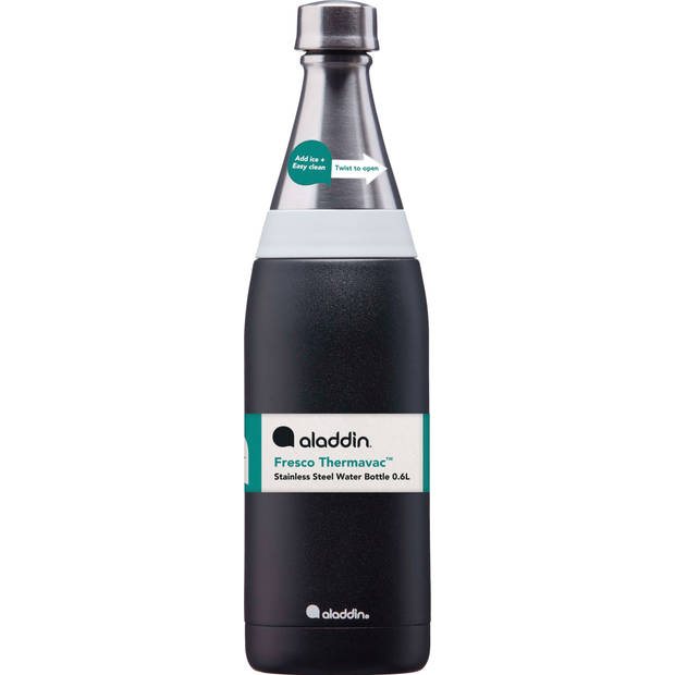 Aladdin - Fresco Thermavac Drinkfles 600 ml - Roestvast Staal - Zwart