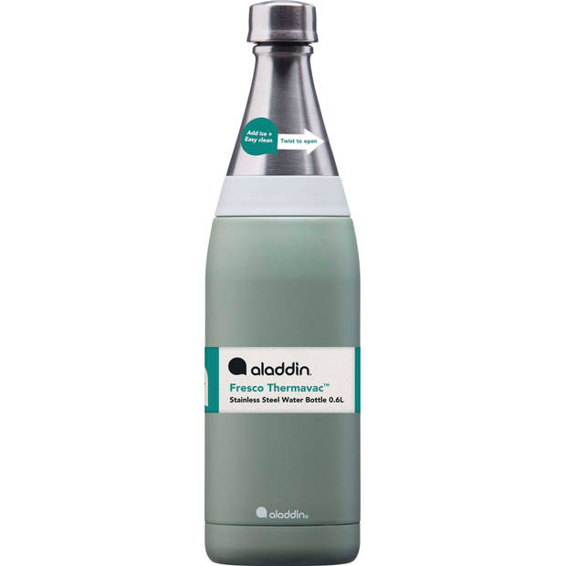 Aladdin - Fresco Thermavac Drinkfles 600 ml - Roestvast Staal - Groen