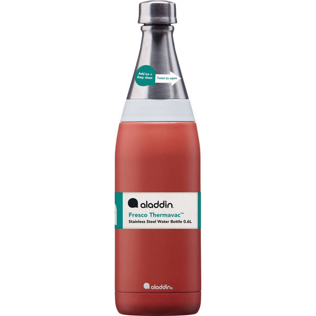 Aladdin - Fresco Thermavac Drinkfles 600 ml - Roestvast Staal - Rood