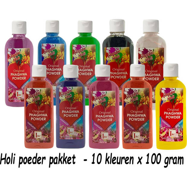 Holi Kleurpoeder Pakket - Festival Kleurenpoeder - Phaghwa Powder - In Spuitfles - 10 Kleuren