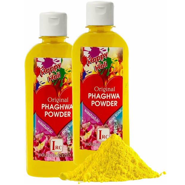 Holi Poeder - Festival Kleurpoeder - Phaghwa Powder - In Spuitfles - Geel - 2 Stuks