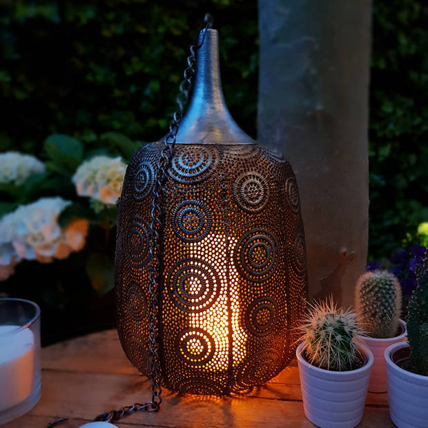 Luxform Tuinlantaarn op batterijen Rabat vlam-LED brons