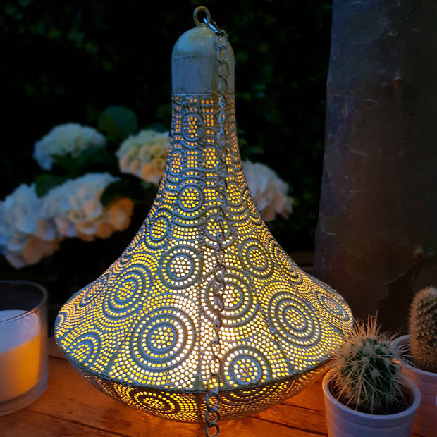 Luxform Tuinlantaarn op batterijen Marrakesh vlam-LED wit