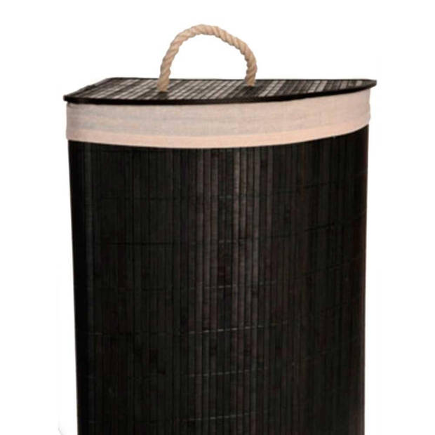 MARBEAUX Wasmand - met Deksel - Hoekvormig - Zwart - 35x35x60 cm - Bamboe