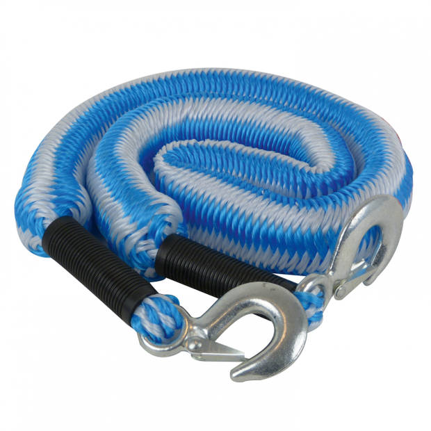 Carpoint Sleepkabel TUV stretch 2 ton 4 meter blauw/wit in zipperbag