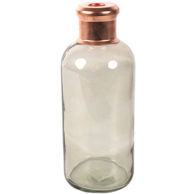 Countryfield Bloemenvaas Firm Bottle - transparant beige/koper - glas - D11 x H27 cm - Vazen