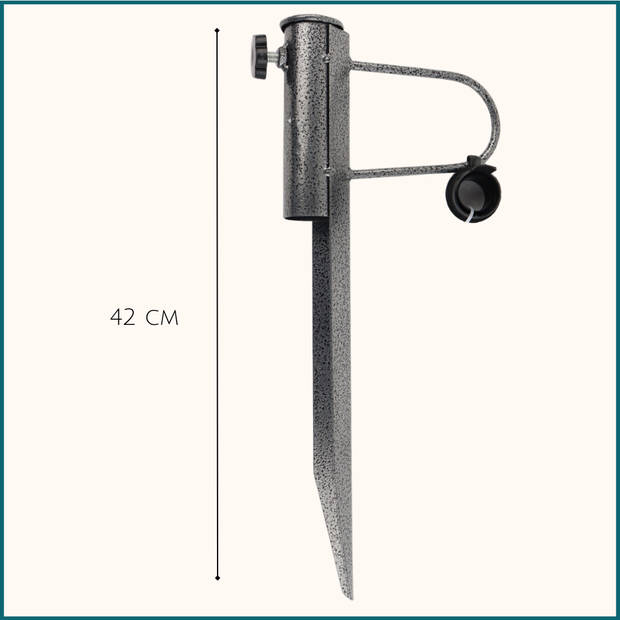 HIXA Parasolpen - Parasolharing - Parasolboor - Zwart - 42 x 19 x 4 cm - Metaal - Parasolhouder - Standaard