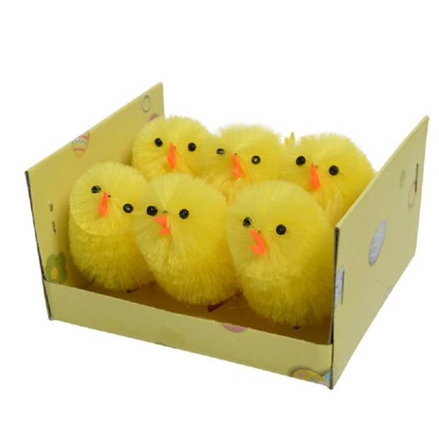 Pluche kippen/hanen knuffel van 20 cm met 6x stuks mini kuikentjes 4 cm - Feestdecoratievoorwerp