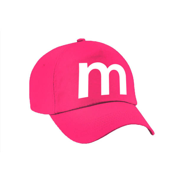 Letter M pet / cap roze voor volwassenen - verkleed / carnaval baseball cap - Verkleedhoofddeksels