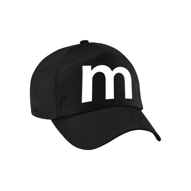 Letter M pet / cap zwart voor kinderen - verkleed / carnaval baseball cap - Verkleedhoofddeksels