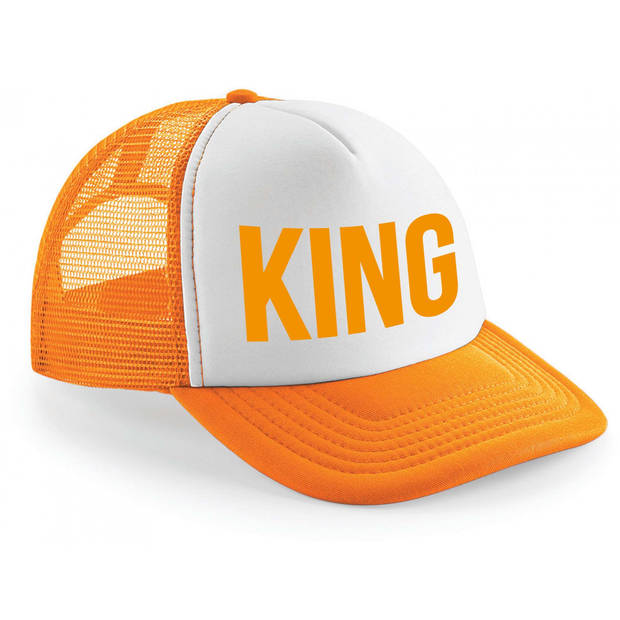 Bellatio Decorations koningsdag snapback/cap - King - oranje/wit - dames - pet - koning - Verkleedhoofddeksels