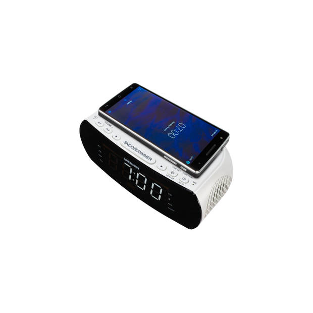 Medion E66519 Wekkerradio met Draadloze Oplader - Bluetooth - FM - AUX - Wit