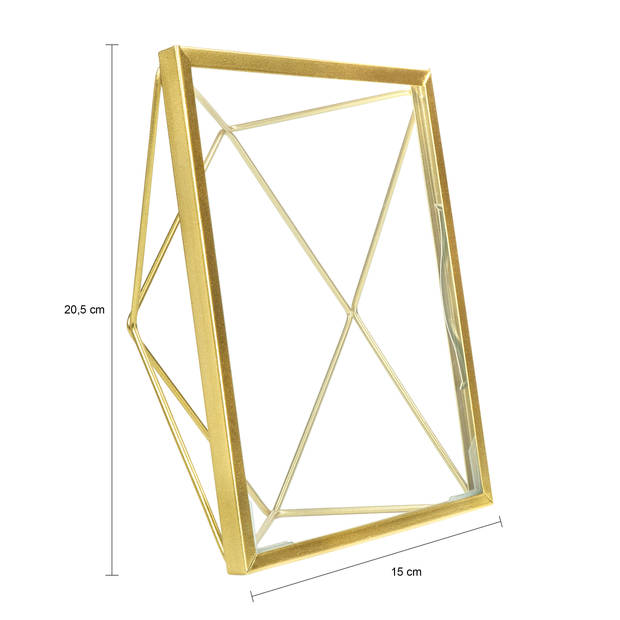QUVIO Fotolijstje hexagon - 15 x 20.5 cm - staal - Goud