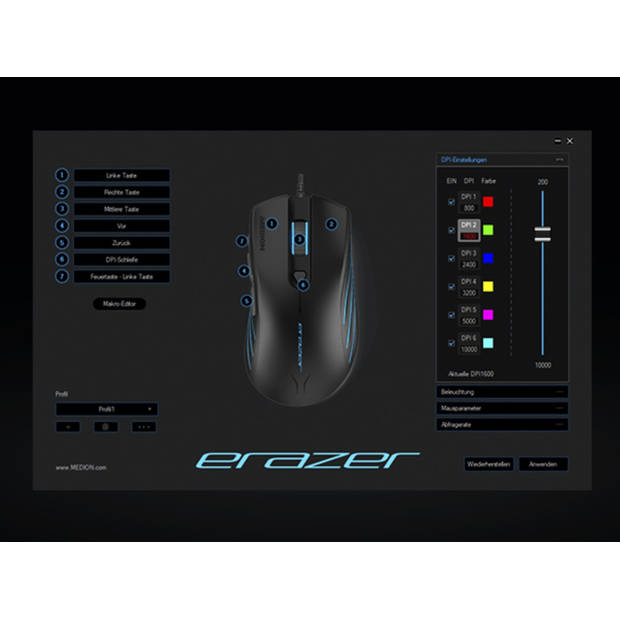 Medion Erazer Supporter P12 Gaming Muis - Computermuis - Programmeerbare Knoppen - Computer Muis Bedraad - Zwart met