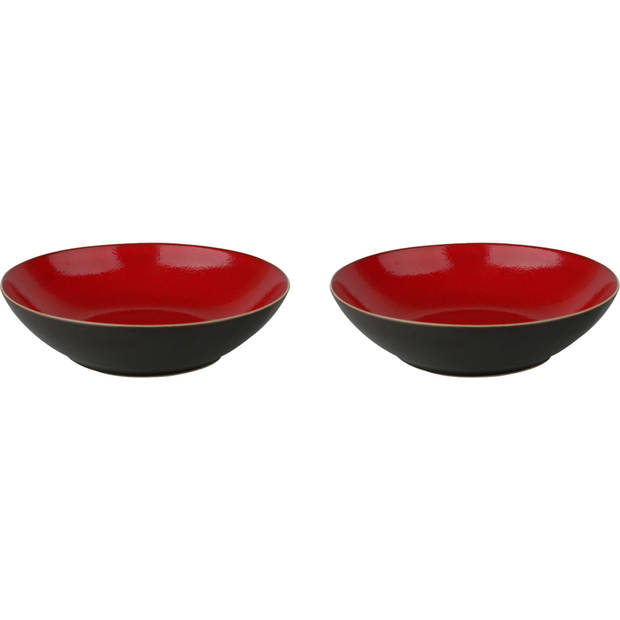 Palmer Bord diep Lava 21 cm Bruin Rood Stoneware 2 stuks