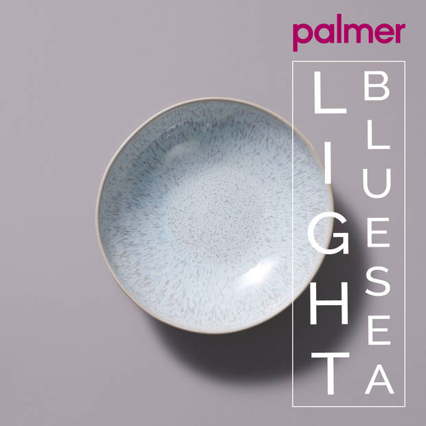 Palmer Bord diep Light Blue Sea 22 cm Blauw Wit Stoneware 2 stuks