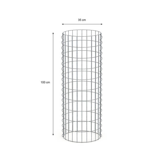 Gabionkolom rond, 35x100 cm, gemaakt van gegalvaniseerd staaldraad
