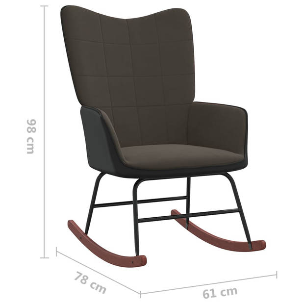 vidaXL Schommelstoel fluweel en PVC donkergrijs