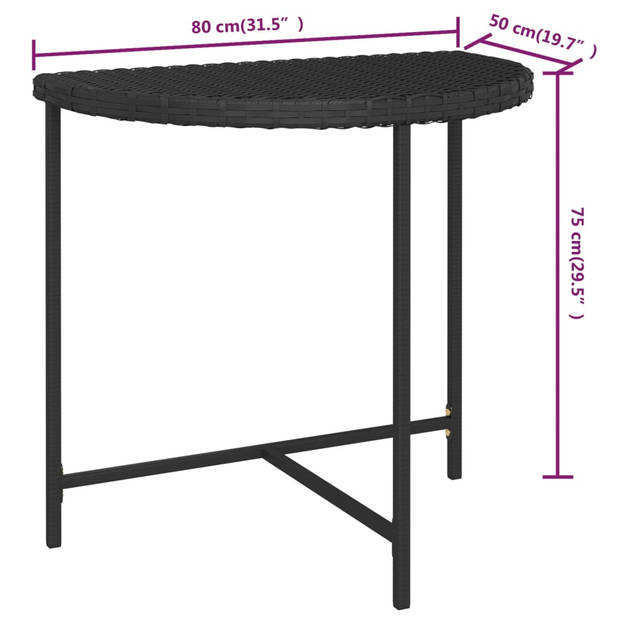 vidaXL Tuintafel 80x50x75 cm poly rattan zwart