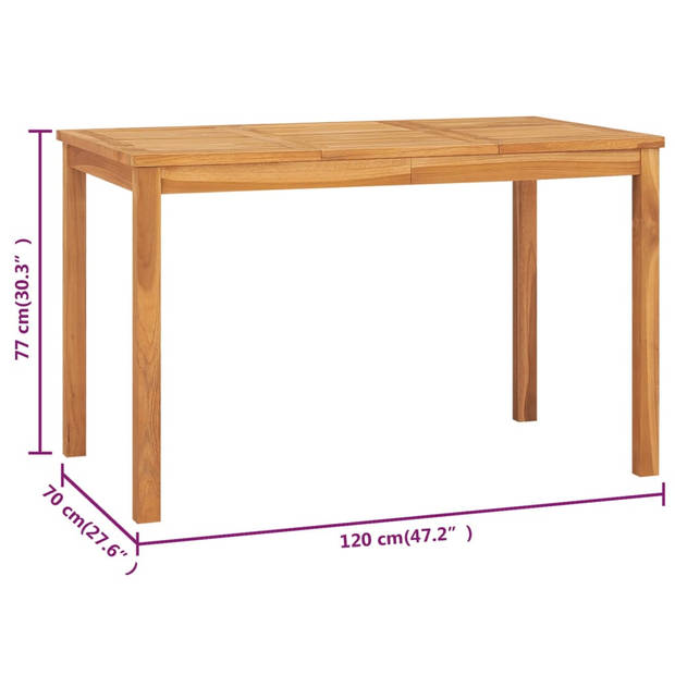 vidaXL Tuintafel 120x70x77 cm massief teakhout