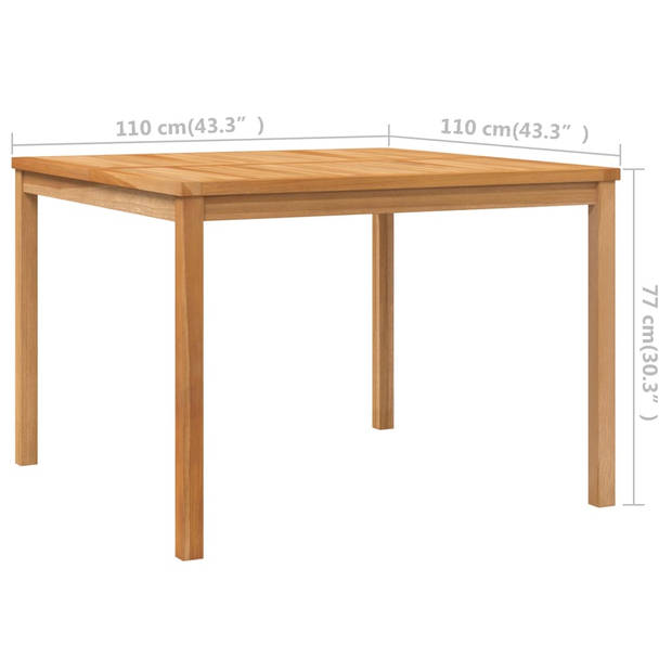 vidaXL Tuintafel 110x110x77 cm massief teakhout