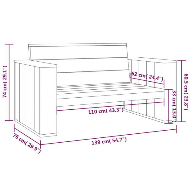 vidaXL Tuinbank 139 cm geïmpregneerd grenenhout