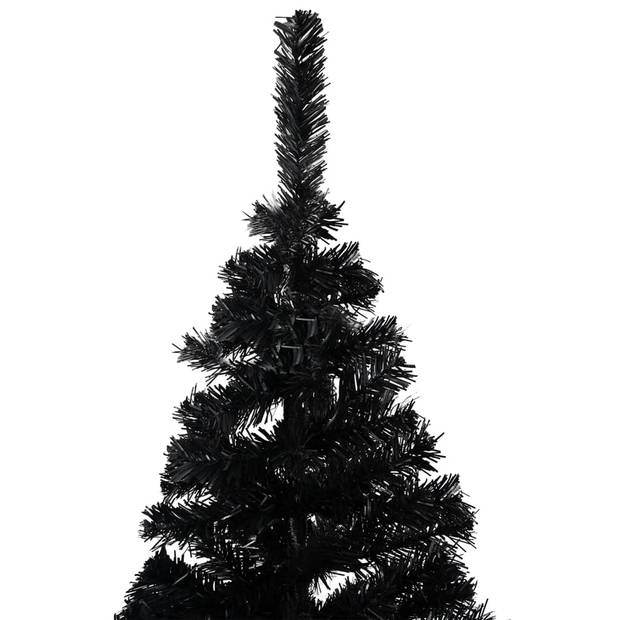 vidaXL Kunstkerstboom met verlichting en kerstballen 150 cm PVC zwart