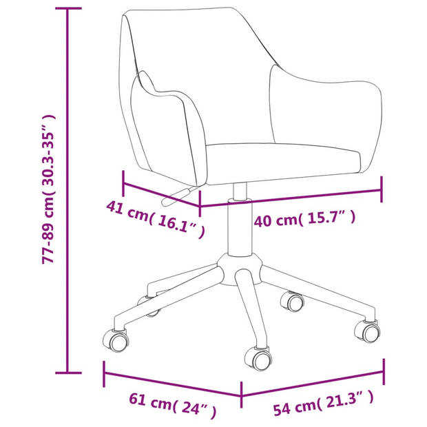 vidaXL Eetkamerstoelen draaibaar 2 st stof lichtgrijs