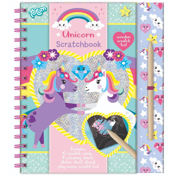 Totum kleurboek Unicorn meisjes 23,5 cm hout roze 24-delig