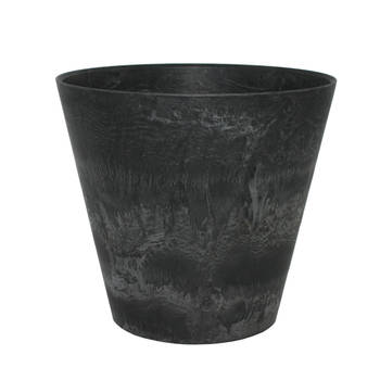 Plantenpot/bloempot in een natuursteen look Dia 22 cm en Hoogte 20 cm zwart - Plantenpotten
