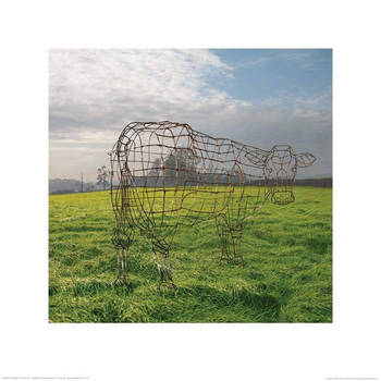 Kunstdruk Pink Floyd Wireframe Cow 40x40cm