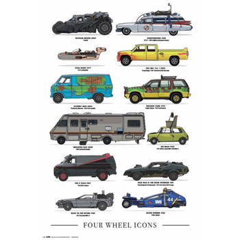 Poster Four Wheels Icons 61x91,5cm
